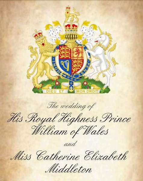 kate and william royal wedding invitation. william, royal wedding,